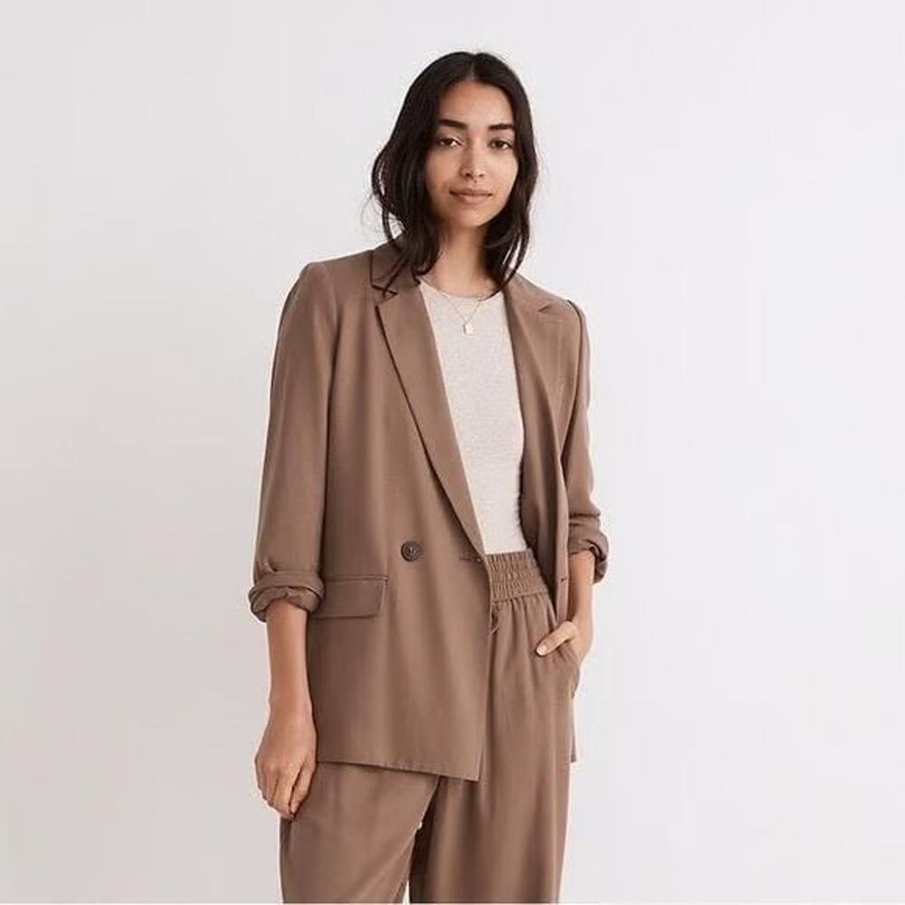 Madewell Oversized Blazer Brown Taupe Relaxed Fit Size Medium